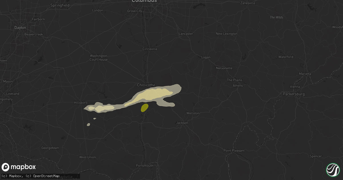 Hail map in Londonderry, OH on April 19, 2025