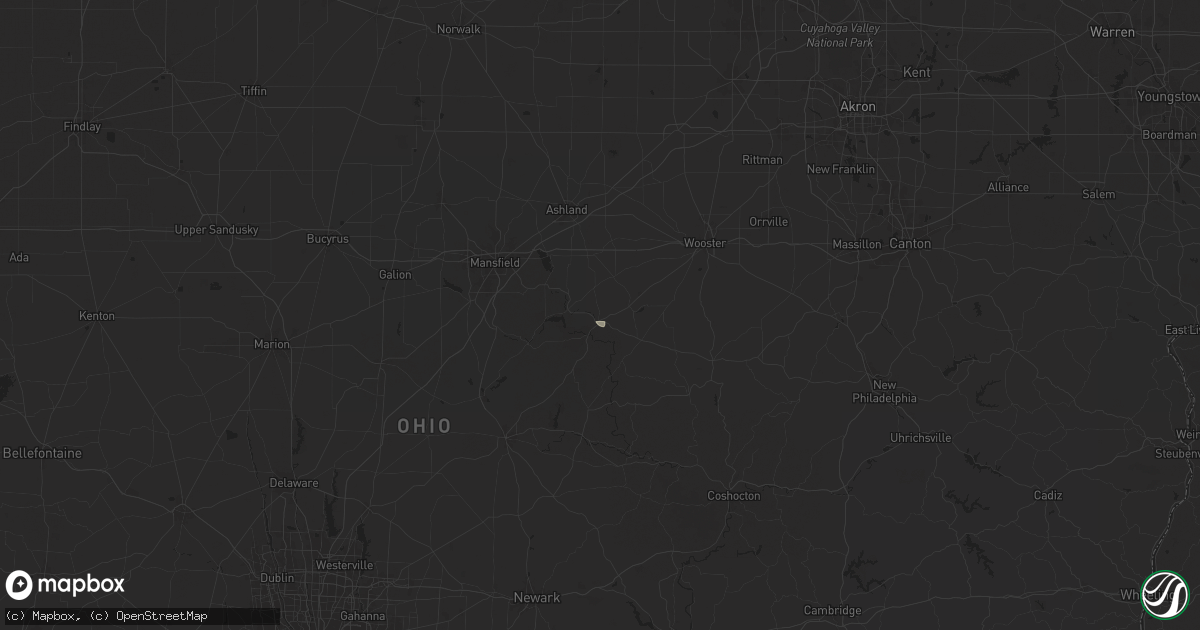 Hail map in Loudonville, OH on April 19, 2025