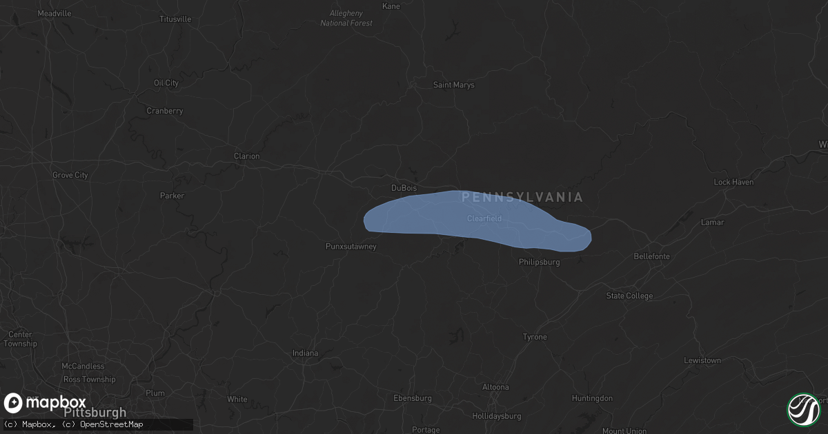 Hail map in Luthersburg, PA on April 19, 2025