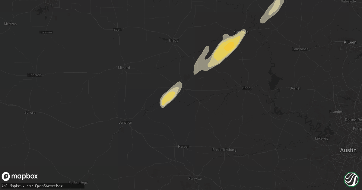 Hail map in Mason, TX on April 19, 2025