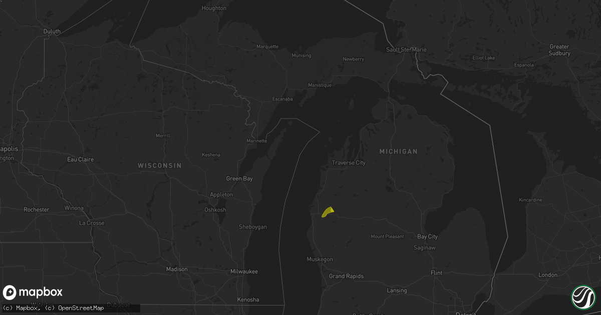 Hail map in Michigan on April 19, 2025