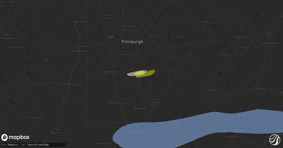 Hail map in Monessen, PA on April 19, 2025