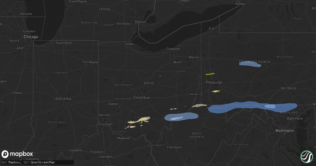 Hail map in Ohio on April 19, 2025
