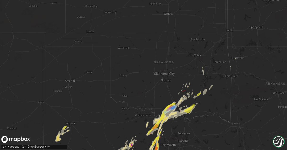 Hail map in Oklahoma on April 19, 2025