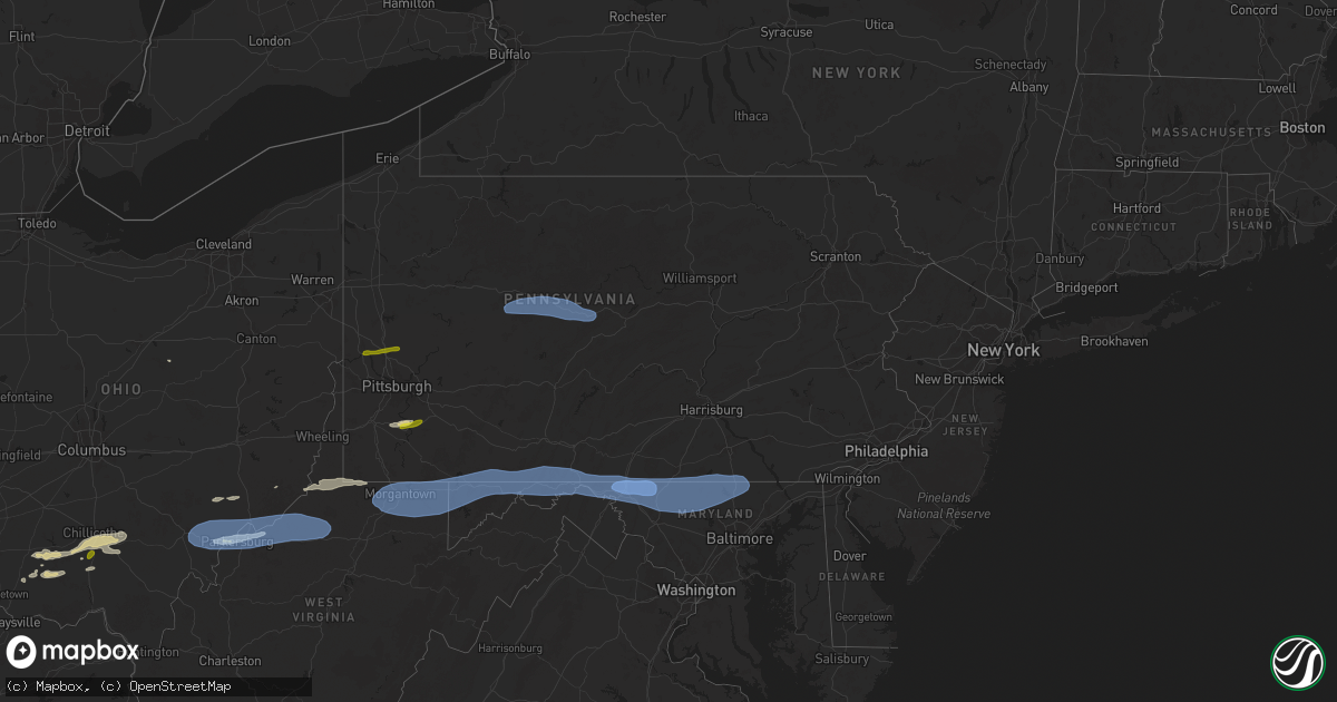 Hail map in Pennsylvania on April 19, 2025