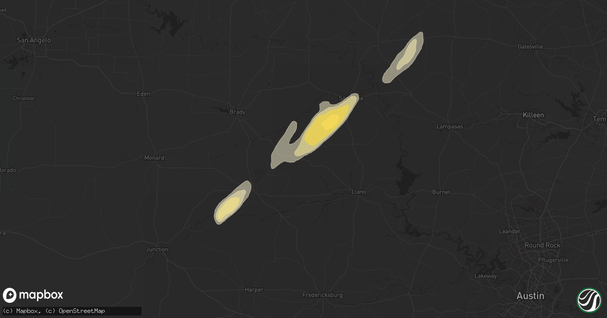 Hail map in Pontotoc, TX on April 19, 2025