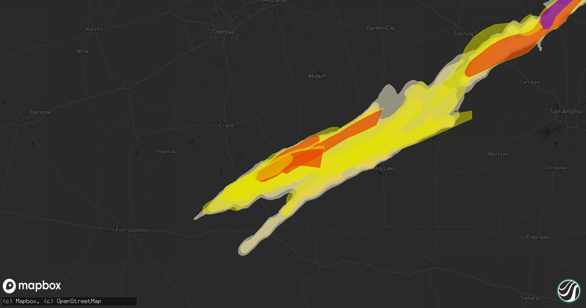 Hail map in Rankin, TX on April 19, 2025