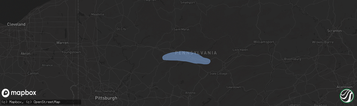 Hail map in Rockton, PA on April 19, 2025