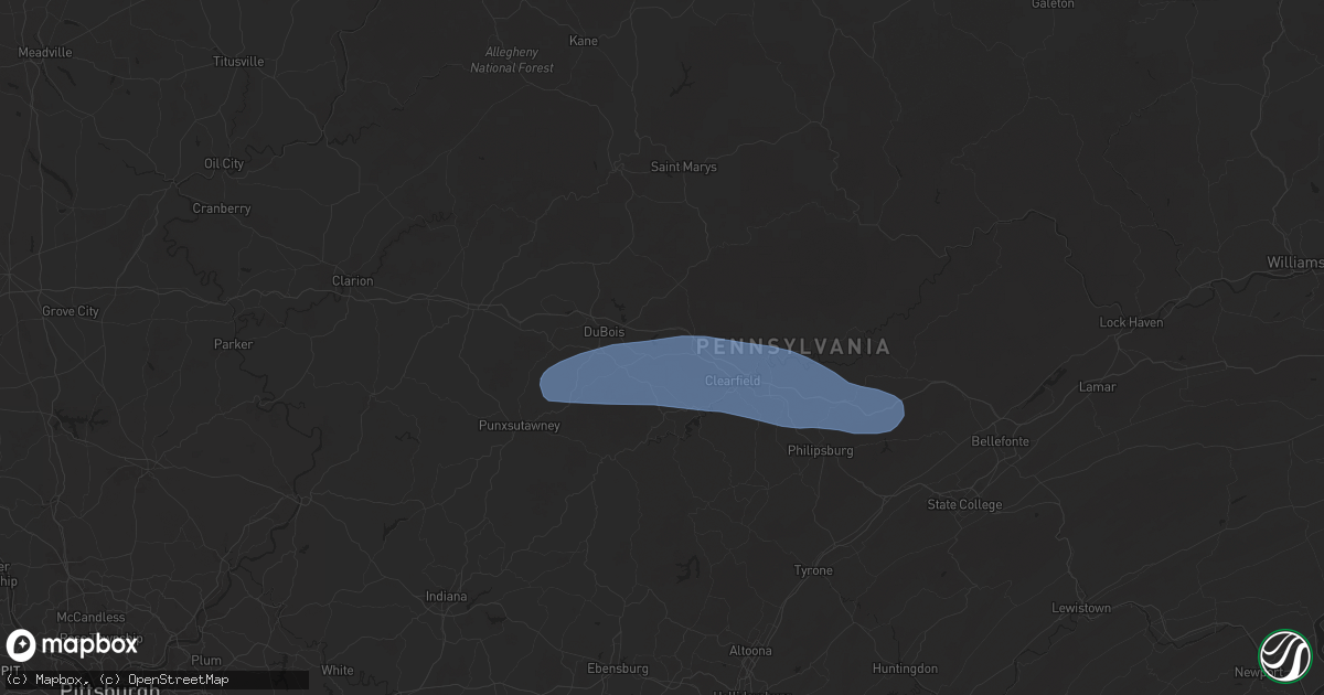 Hail map in Rockton, PA on April 19, 2025