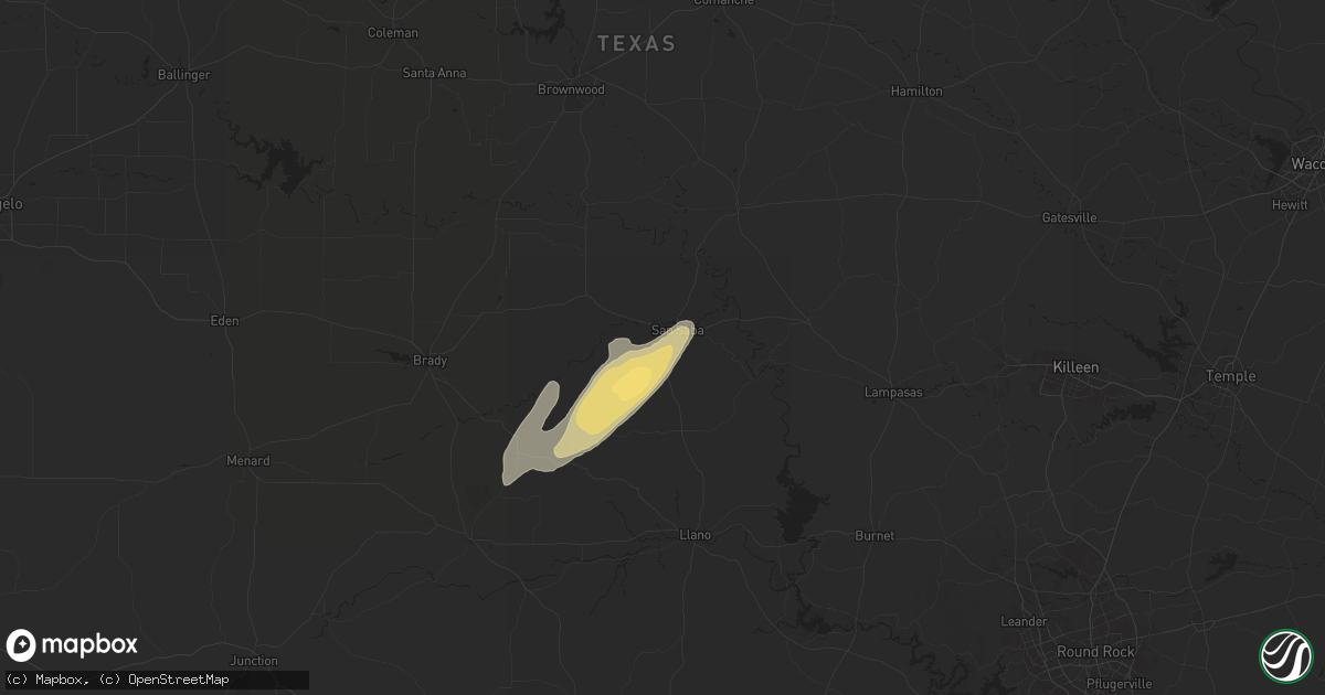 Hail map in San Saba, TX on April 19, 2025