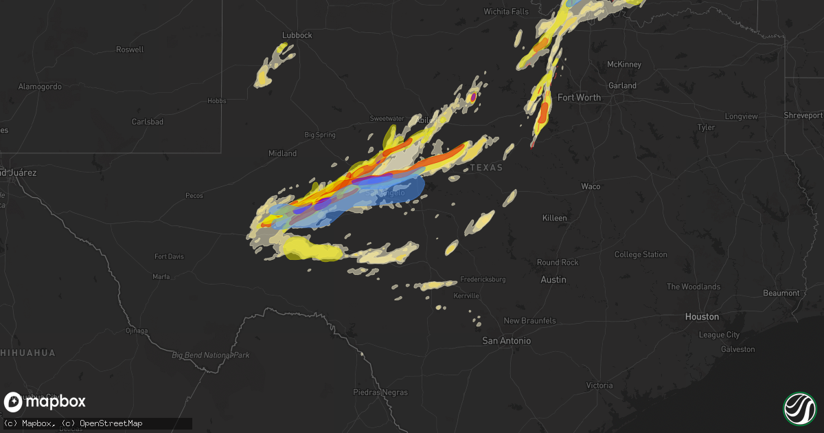Hail map in Texas on April 19, 2025