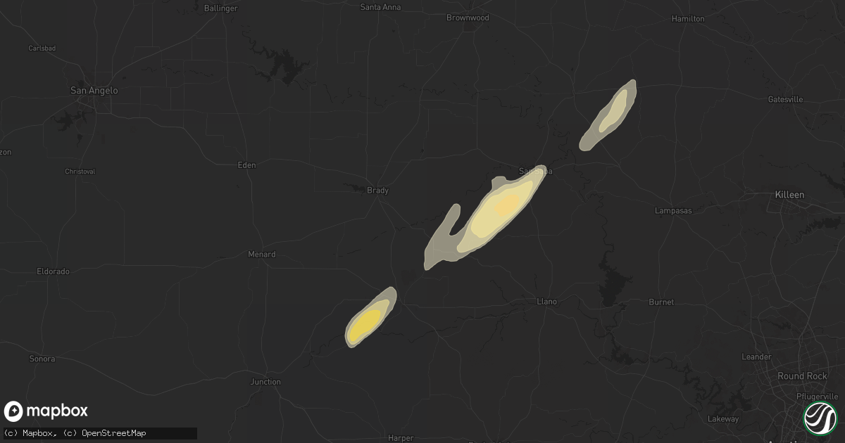 Hail map in Voca, TX on April 19, 2025