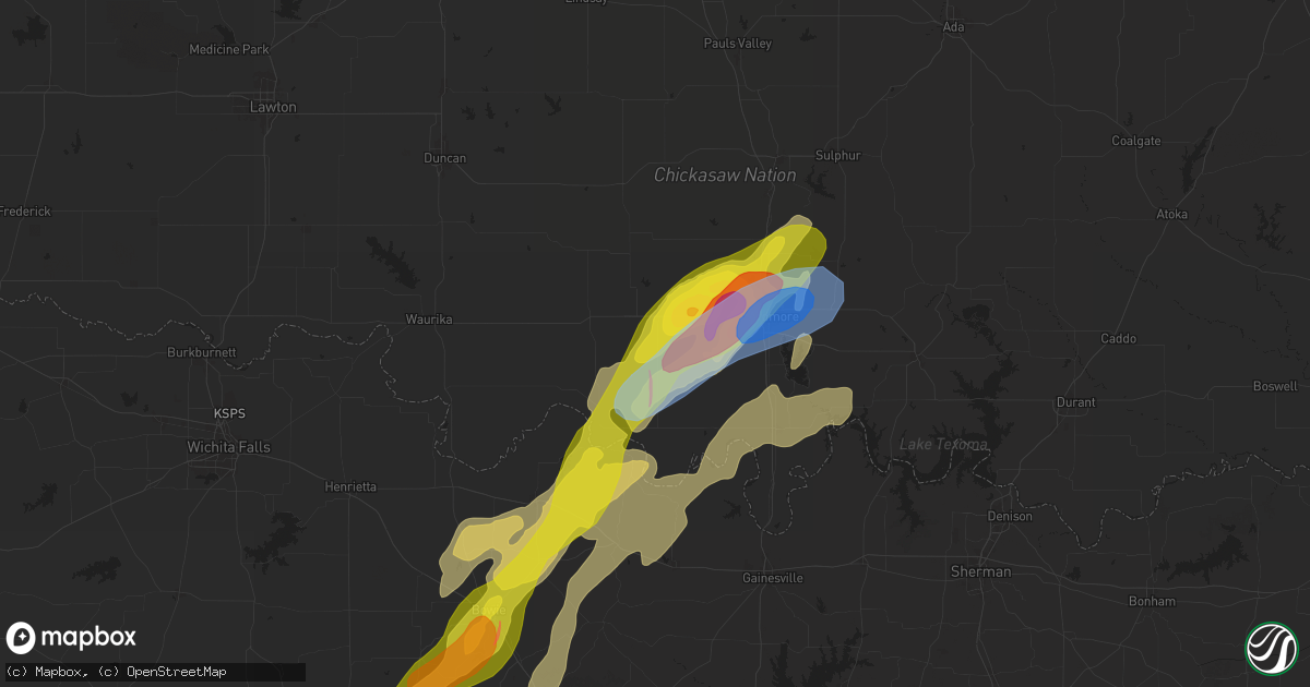 Hail map in Wilson, OK on April 19, 2025