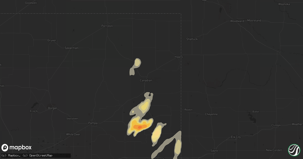 Hail map in Canadian, TX on April 20, 2014