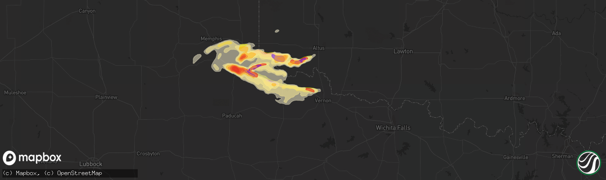 Hail map in Chillicothe, TX on April 20, 2014