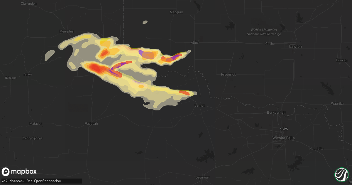 Hail map in Chillicothe, TX on April 20, 2014