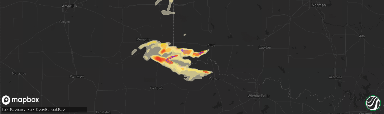 Hail map in Eldorado, OK on April 20, 2014