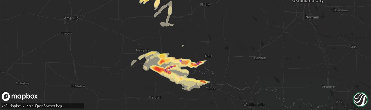 Hail map in Gould, OK on April 20, 2014