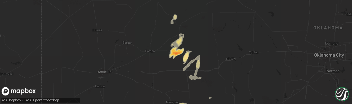 Hail map in Mobeetie, TX on April 20, 2014