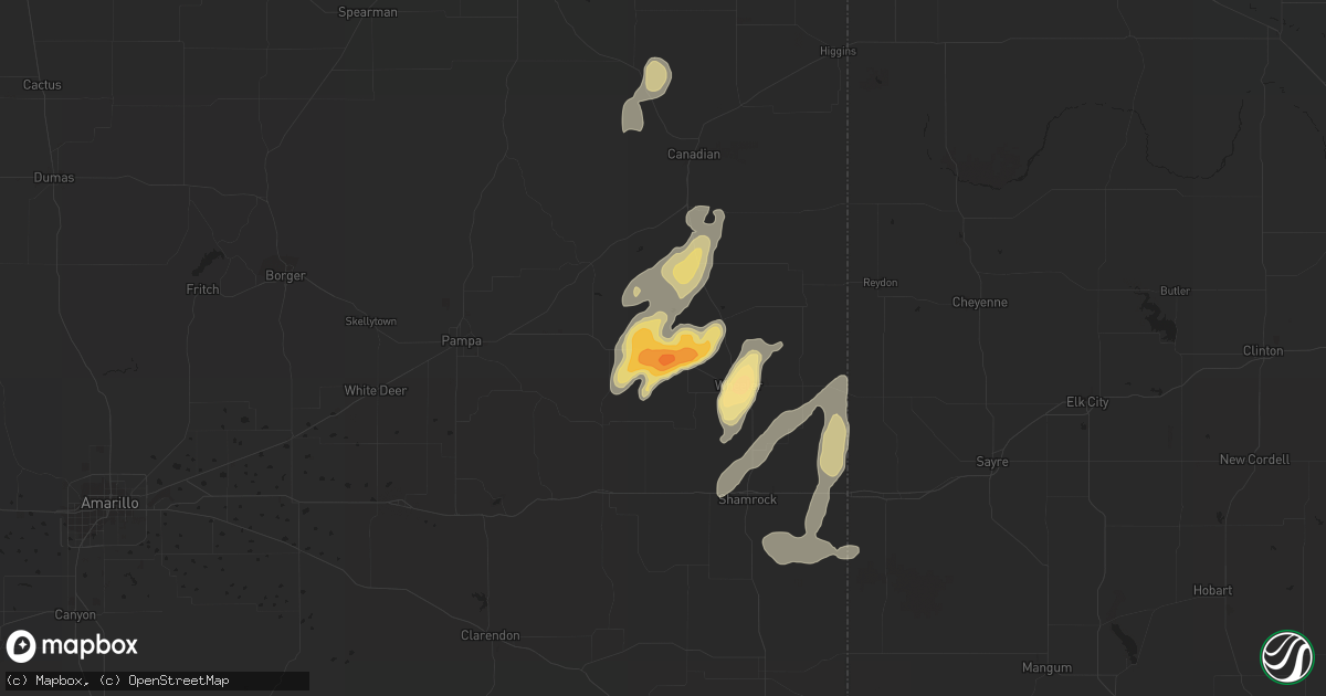 Hail map in Mobeetie, TX on April 20, 2014
