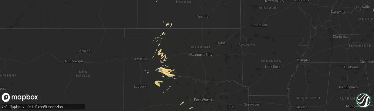 Hail map in Oklahoma on April 20, 2014