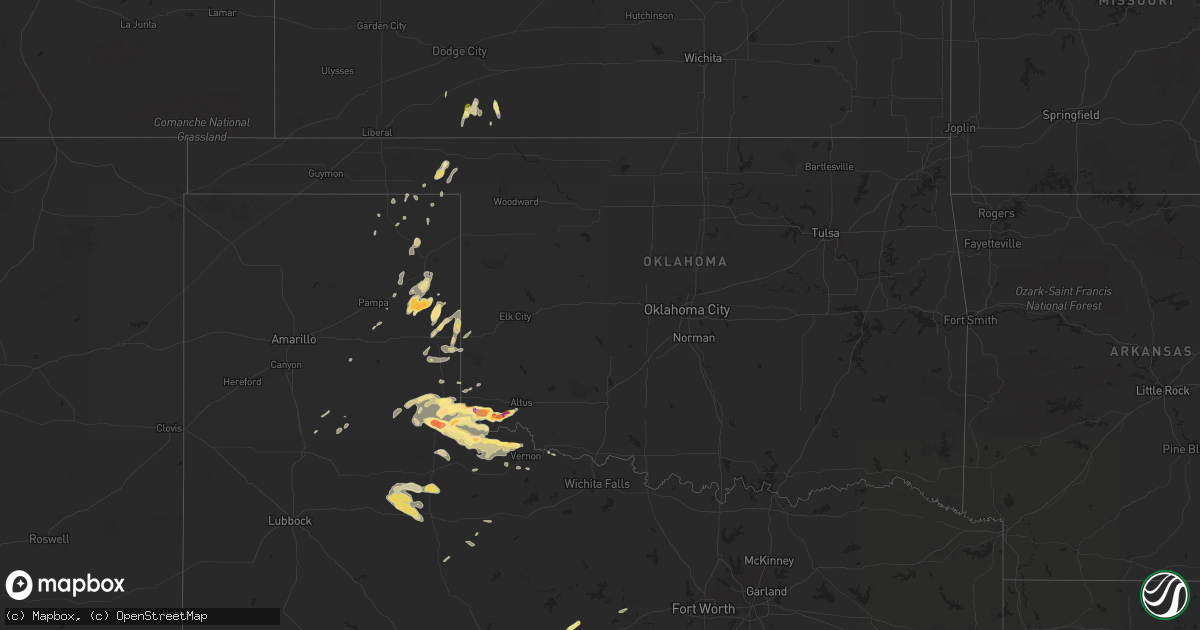 Hail map in Oklahoma on April 20, 2014