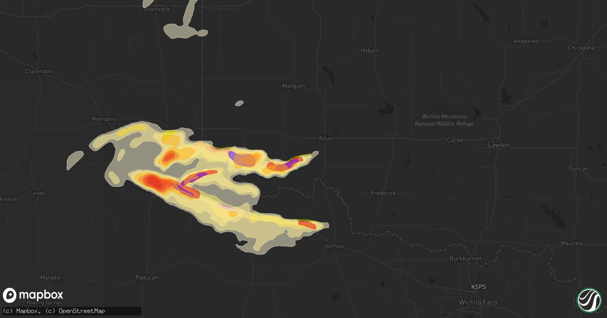 Hail map in Olustee, OK on April 20, 2014