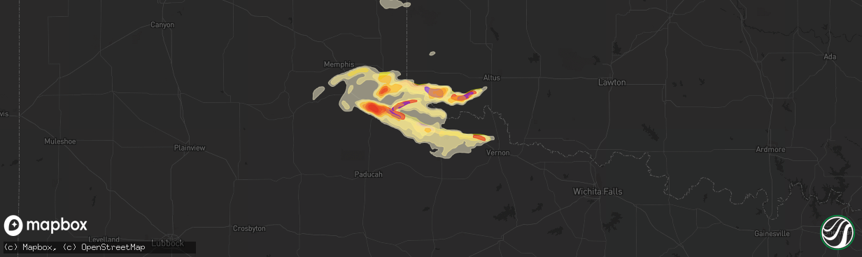 Hail map in Quanah, TX on April 20, 2014