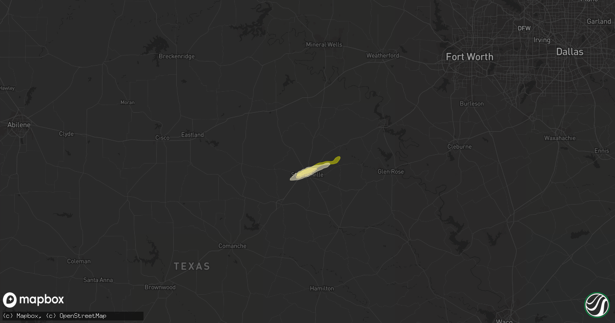 Hail map in Stephenville, TX on April 20, 2014