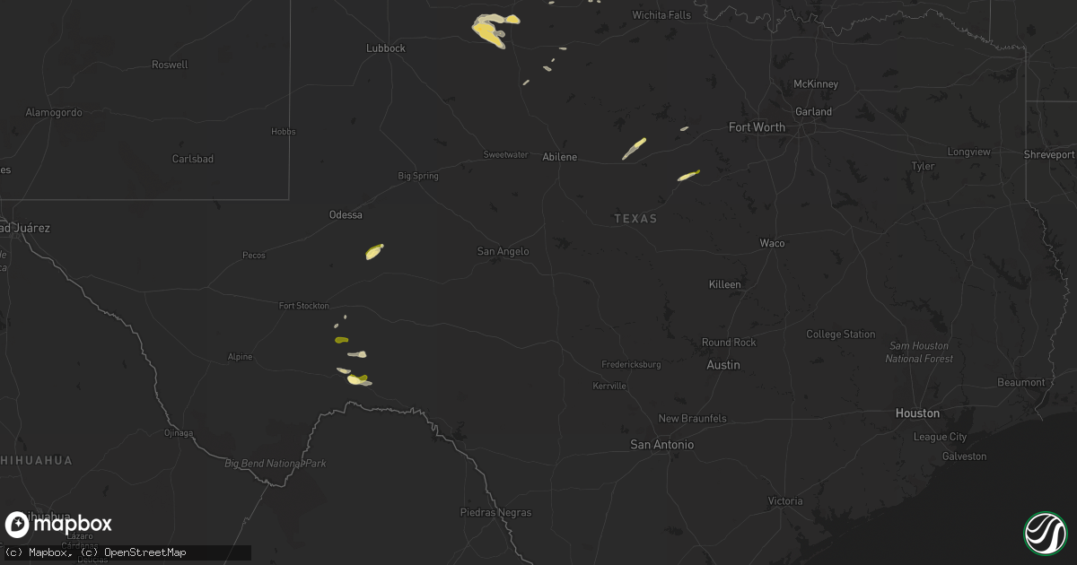 Hail map in Texas on April 20, 2014