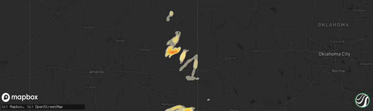 Hail map in Wheeler, TX on April 20, 2014