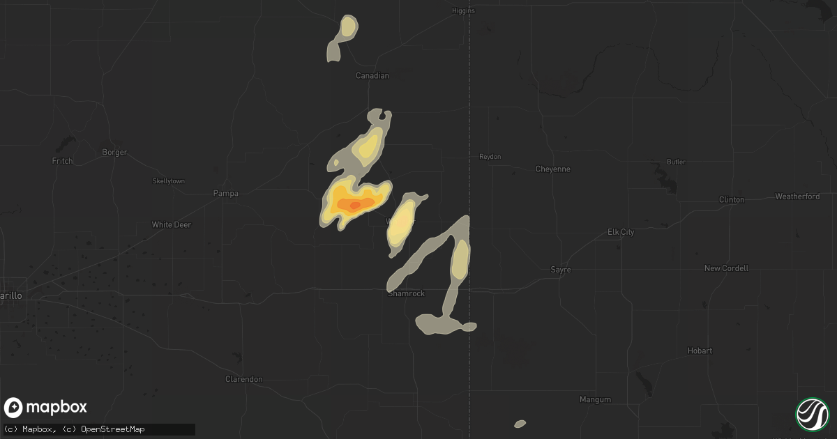 Hail map in Wheeler, TX on April 20, 2014