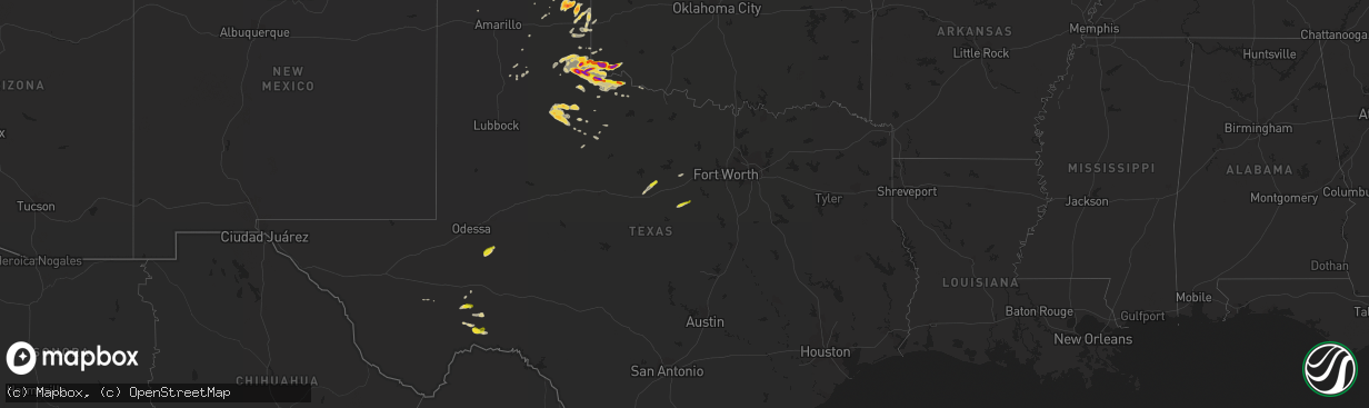 Hail map on April 20, 2014