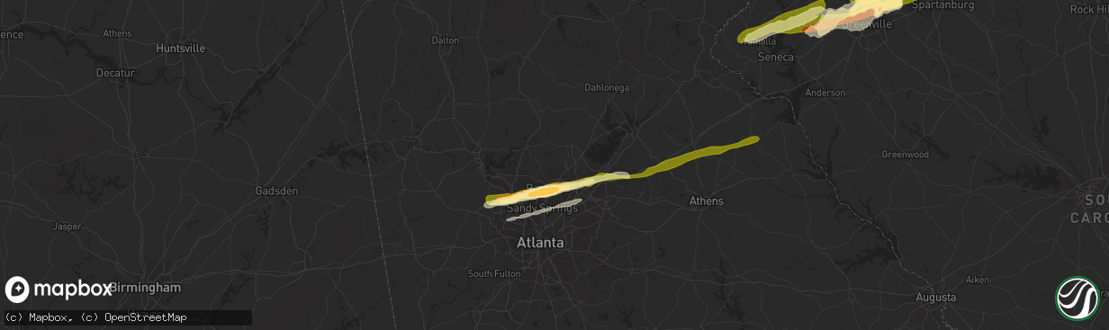 Hail map in Alpharetta, GA on April 20, 2015