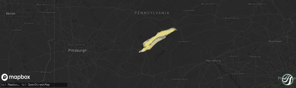 Hail map in Altoona, PA on April 20, 2015