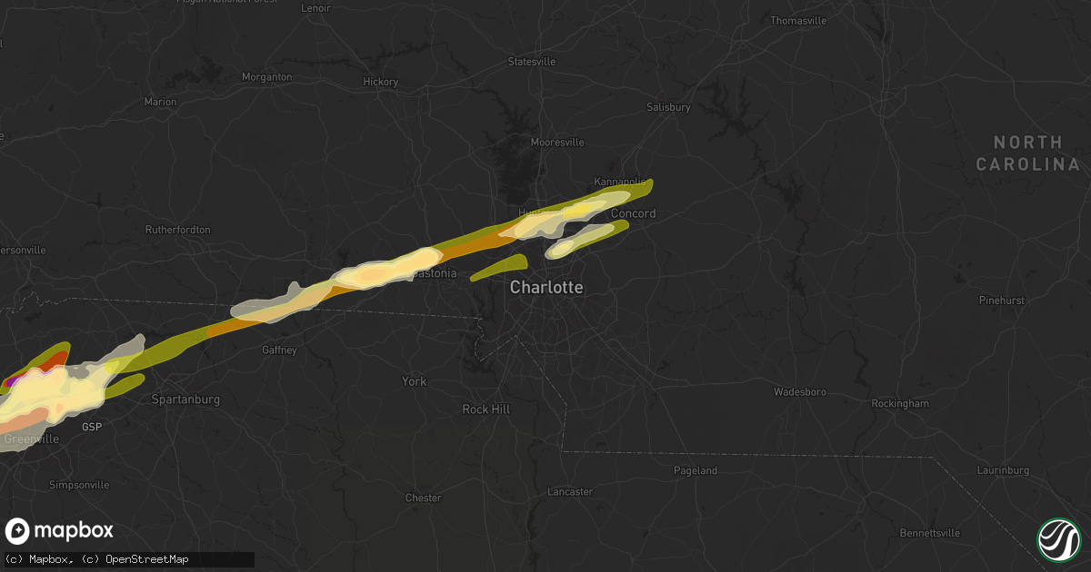 Hail map in Charlotte, NC on April 20, 2015