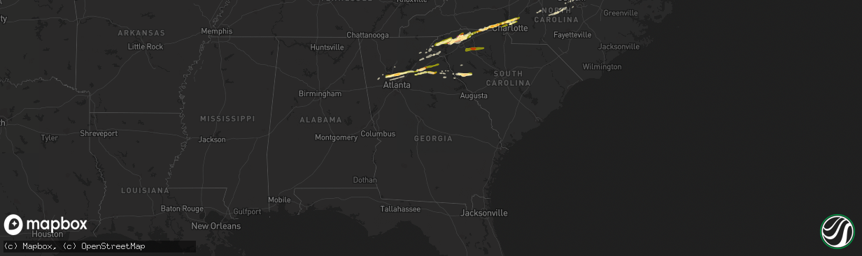 Hail map in Georgia on April 20, 2015