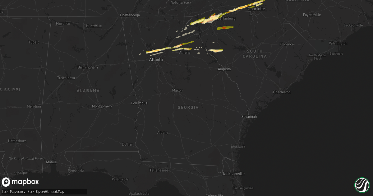 Hail map in Georgia on April 20, 2015