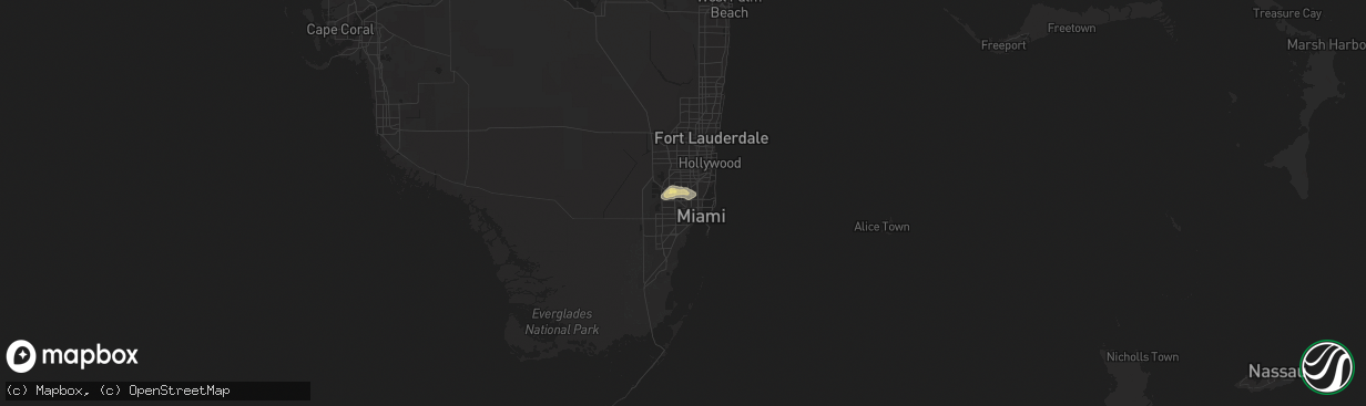 Hail map in Hialeah, FL on April 20, 2015