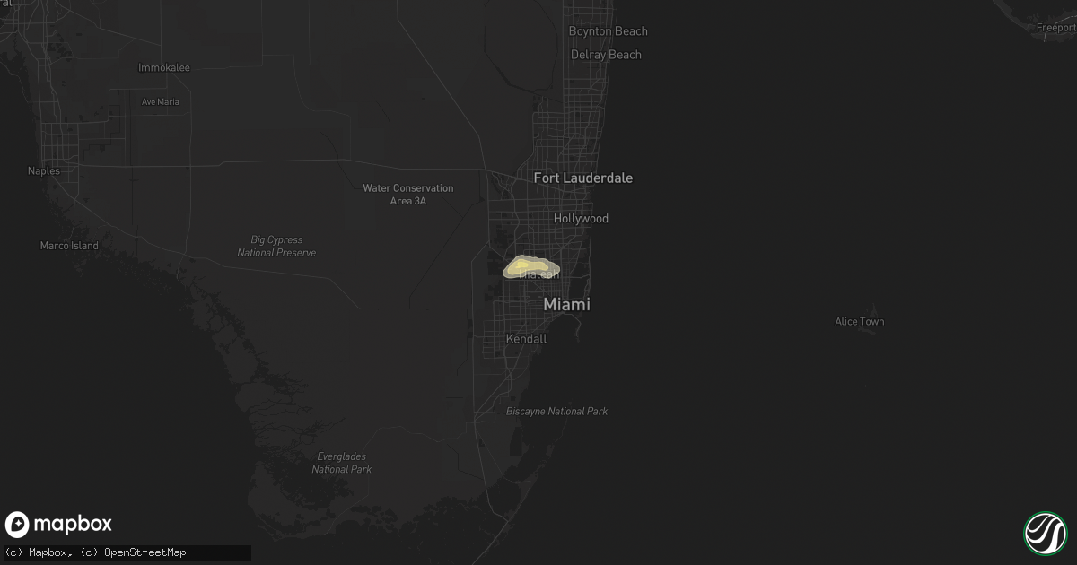 Hail map in Hialeah, FL on April 20, 2015