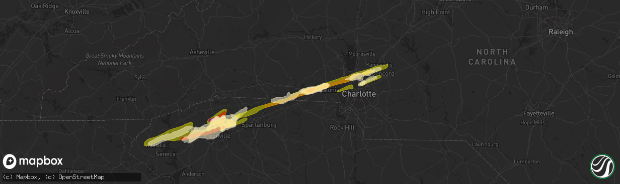 Hail map in Kings Mountain, NC on April 20, 2015