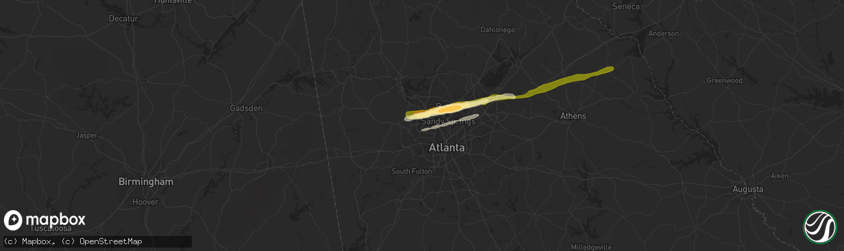 Hail map in Marietta, GA on April 20, 2015