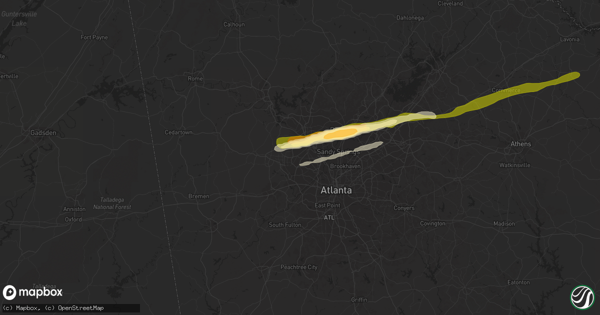 Hail map in Marietta, GA on April 20, 2015