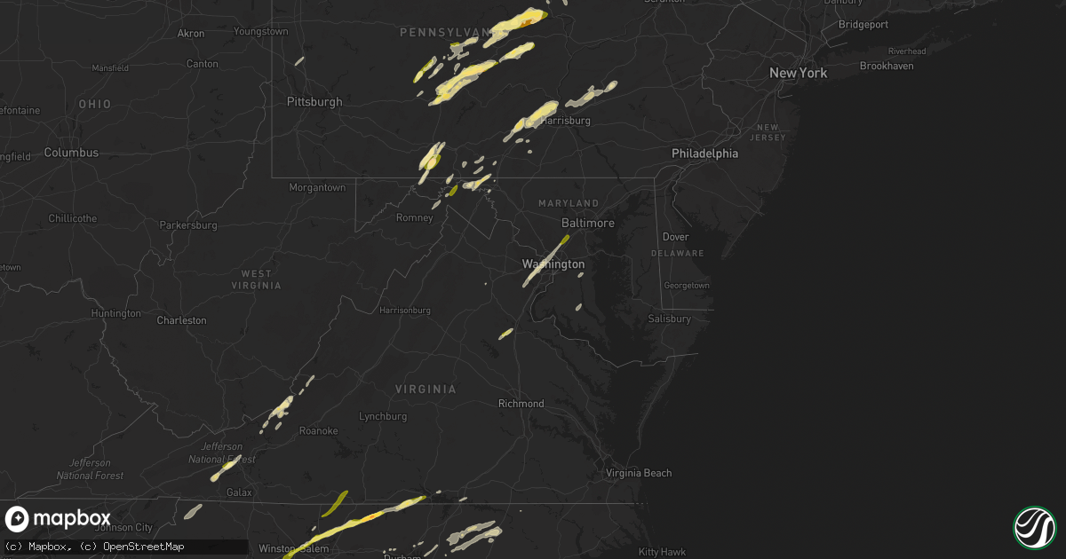 Hail map in Maryland on April 20, 2015