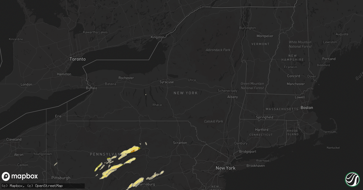 Hail map in New York on April 20, 2015