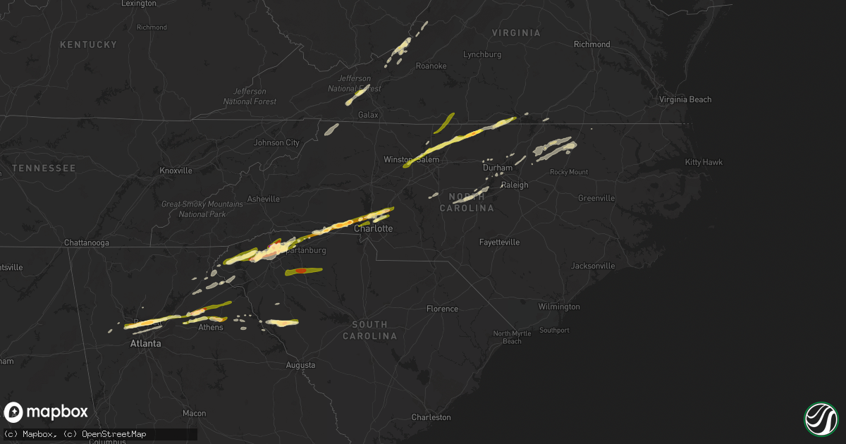 Hail map in North Carolina on April 20, 2015