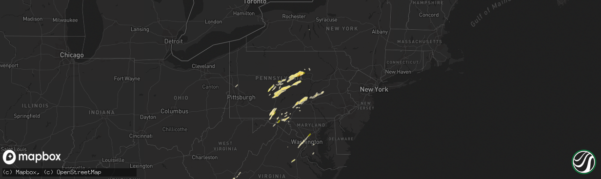 Hail map in Pennsylvania on April 20, 2015