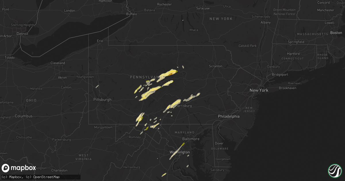Hail map in Pennsylvania on April 20, 2015
