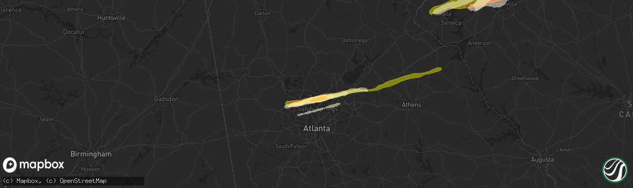 Hail map in Roswell, GA on April 20, 2015