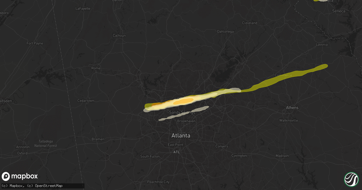 Hail map in Roswell, GA on April 20, 2015